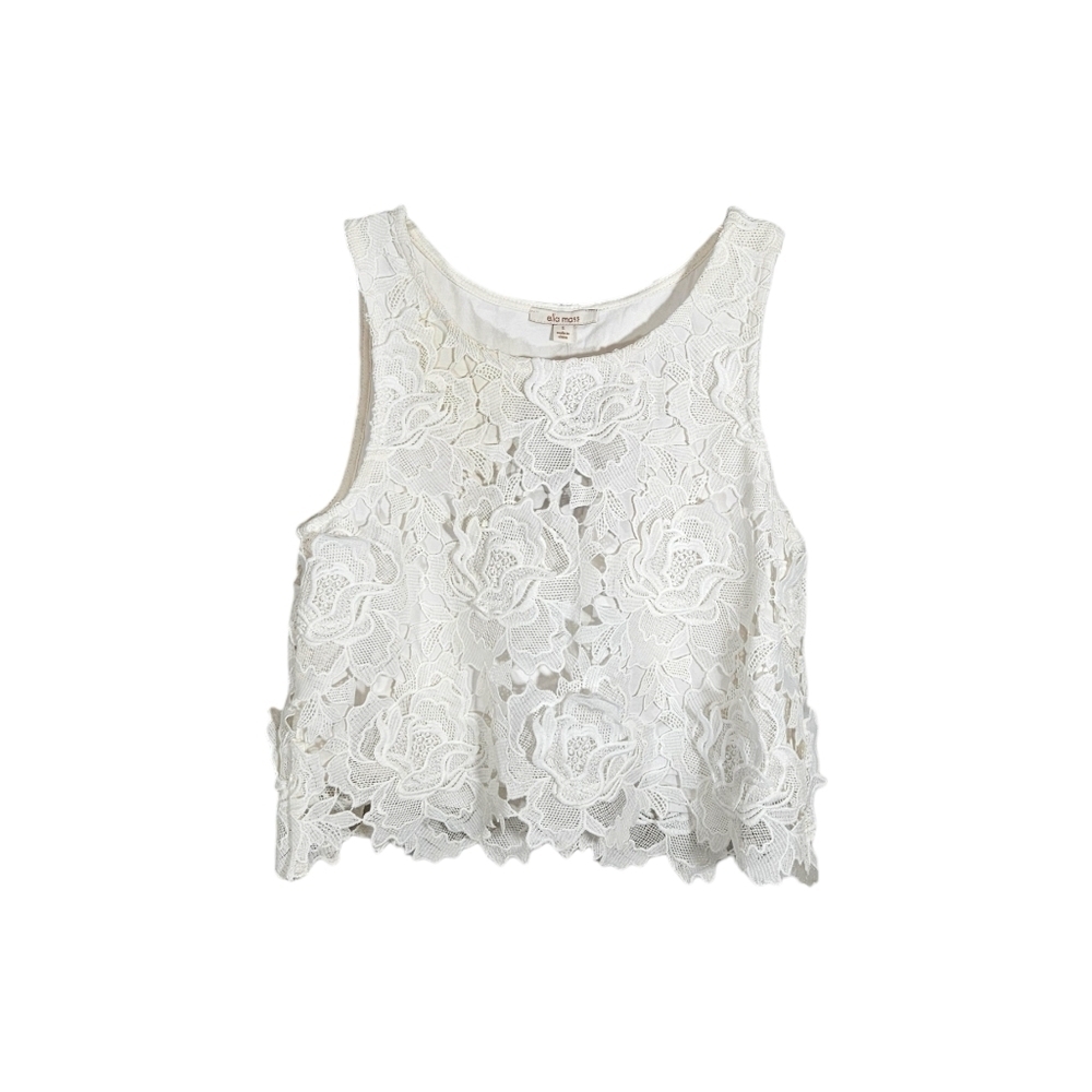 NWT Ella Moss White Rose Lace Crop Top